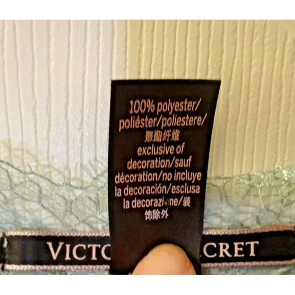 Victoria's Secret Pre-Loved M/L Lace Trim Polyester Short Sage Green Robe Kimono - Picture 4 of 12